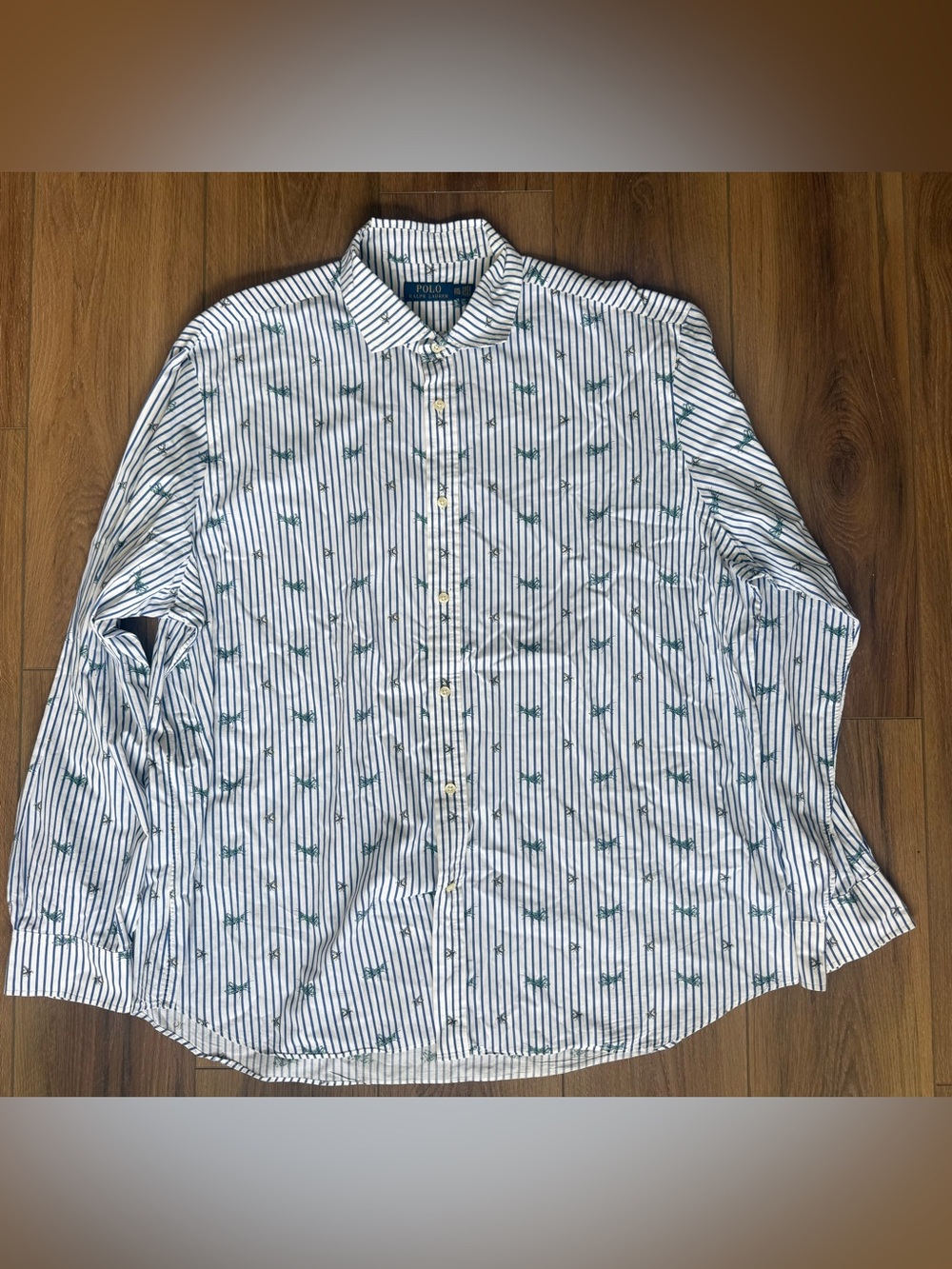 Polo Ralph Lauren Grasshopper Shirt Men's XXL Striped Long Sleeve All Over Print